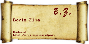 Boris Zina névjegykártya